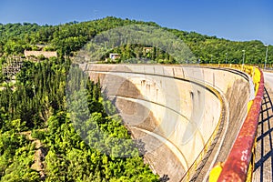 Close-up view of pertusillo dam inside val d`agri, basilicata