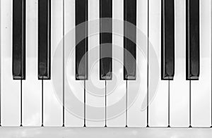 Close-up view of piano keys.