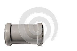 Close up view of plumbing plastic pipe isolated on  white background