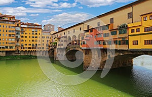 Close up view of Ponte Vecchio bridge in Florence, Italy