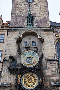 Close up view of Prague Astronomical Clock, Prague, Czech Republic