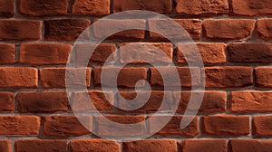 Red brick wall texture in sunlit environment. AI image