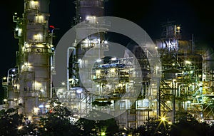 Close up view of refinery oil plant in heavy industry estate use