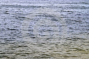 Close up view on a reflective water surface with waves and ripples in high resolution