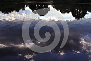 Close up view on a reflective water surface with waves and ripples in high resolution