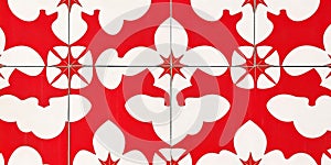 Vibrant Red and White Geometric Tile Pattern