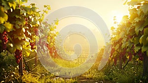 Close-up view of ripe grapes in a vineyard