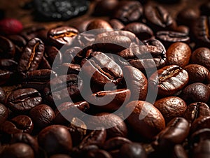 A Close-Up View of Roasted coffee beans background