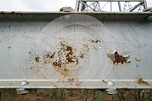 Close up view of a rusty beam supporting the Joso High Bridge, Washington, USA