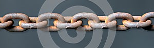 Close up view of rusty metal chain links