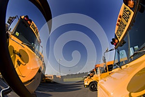 Close Up View Of A School Bus Before Another Day Of Picking Up Students For School