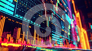 Colorful Digital Data Visualizations on a Screen