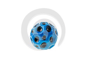 Close up view of set of blue PU elastic airball for indoor and outdoor activities,