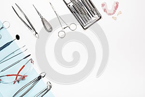 close-up view of set of dental tools