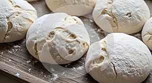 Freshly baked rustic bread rolls covered in flour
