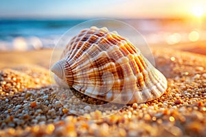 Close up view of the shell on sand