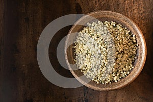 Shelled Hemp Seeds in a Bowl