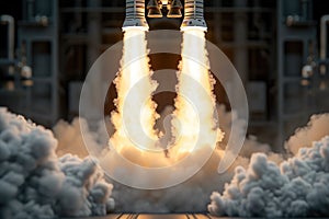 Close-Up View of Shuttle Ignition.