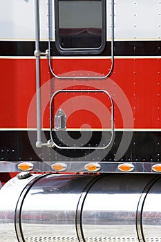 Close up view of side of large truck of lorry