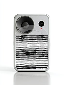 Silver Rectangular Device with Speaker and Camera