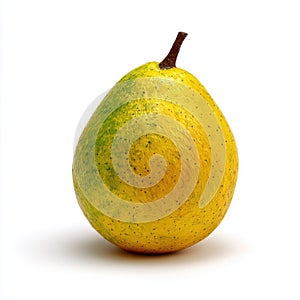 Yellow Green Pear on White Background
