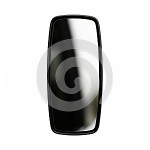 A close-up view of a sleek, black rectangular object with a reflective surface