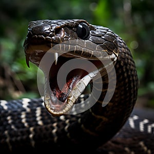 close-up view of a snake with its mouth open