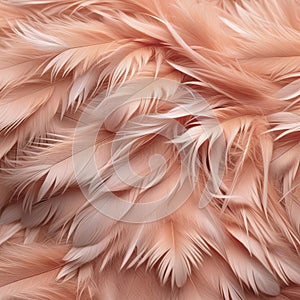 close up view of soft delicate overlapping feathers in peach fuzz color. concepts: elegance, softness, luxury, art and