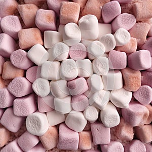 A Close-Up View of Soft and Squishy White and Pink Marshmallows