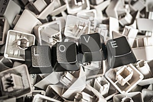 Close up view of some keys with word LOVE