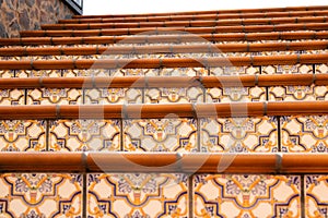 Close-up view of some steps of a Stairs with beautiful colorful