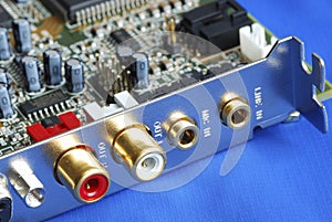 Close up view of a sound card