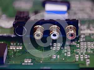 Close up view of a sound card