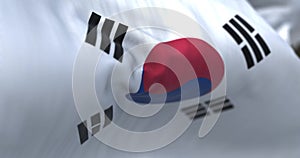 Close-up view of the South Korea national flag waving