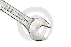 Close up view of spanner on white background
