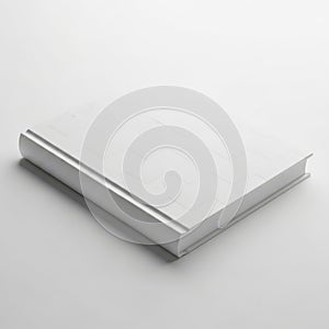 Close-up view of a stack of blank white paper sheets on a gray surface