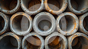 Stacked Concrete Pipes for Construction