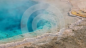 Detail of beautiful Silex Spring at Yellowstone National Park.