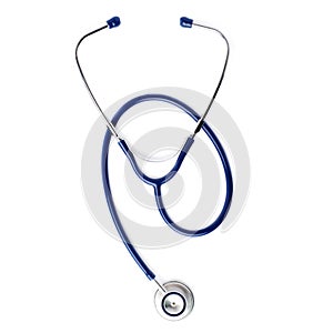 Close up view of stethoscope over isolated white background