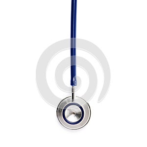 Close up view of stethoscope over isolated white background