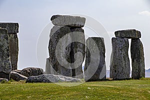 Close up view of Stonehenge in Wiltshire, England.