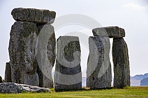 Close up view of Stonehenge in Wiltshire, England.