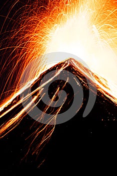 Close up view of the summit of the Fuego during an eruption photo