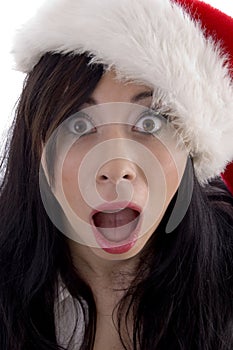 Close up view of surprised female