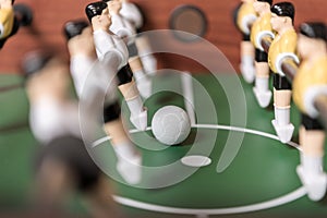Close-up view of table football