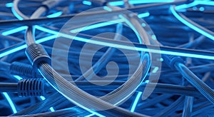 Network cables ethernet cables internet cables connection cables data cables blue generated by ai