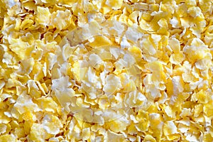 Close-up view of tasty crispy corn flakes