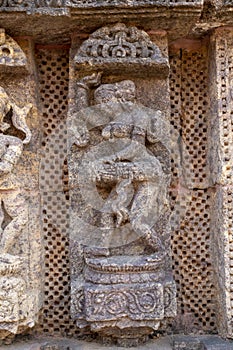 Close up view of  temple wall carving, Konark, Odisha