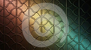 Intricate Geometric Pattern with Warm and Cool Lighting Effects