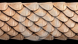 A close-up view of a textured surface with a repeating pattern of overlapping, curved shapes.